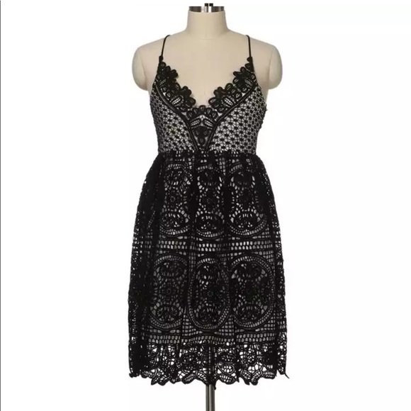 1 Left! Black Crochet Lace Strappy Dress - Picture 3 of 8